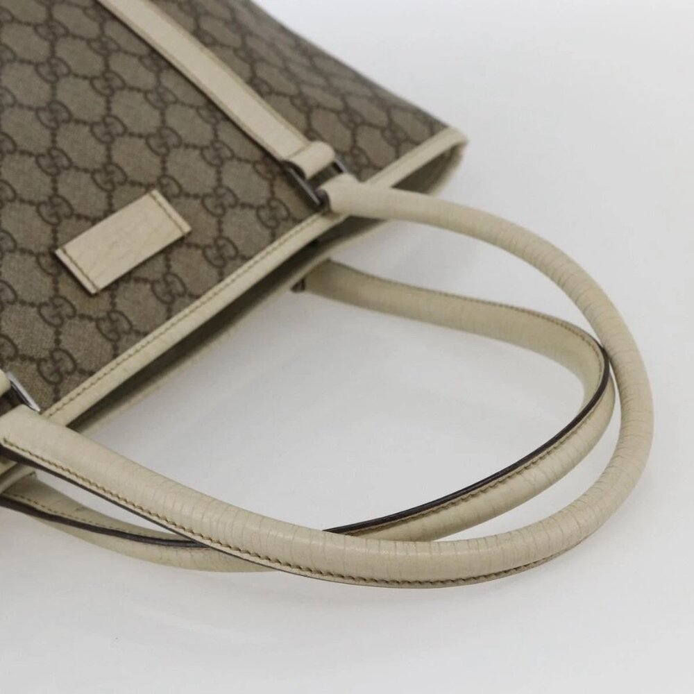 GUCCI GG Supreme Tote Bag PVC Beige Silver - Picture 8 of 16